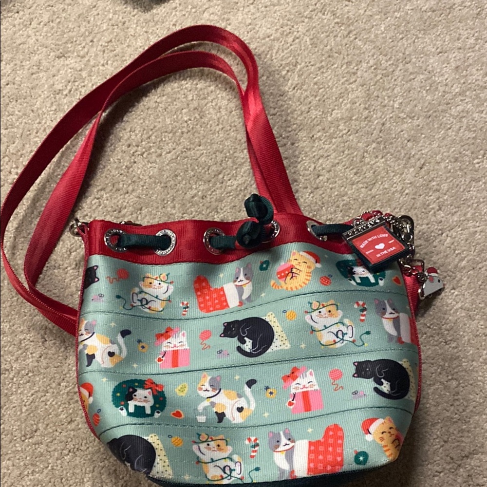 Harveys Small Parkhopper Bag with Christmas Cat Design